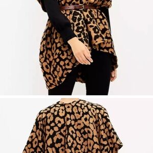 LOFT Blanket Wrap Sweater Cheetah XL/XXL NEW NWT
